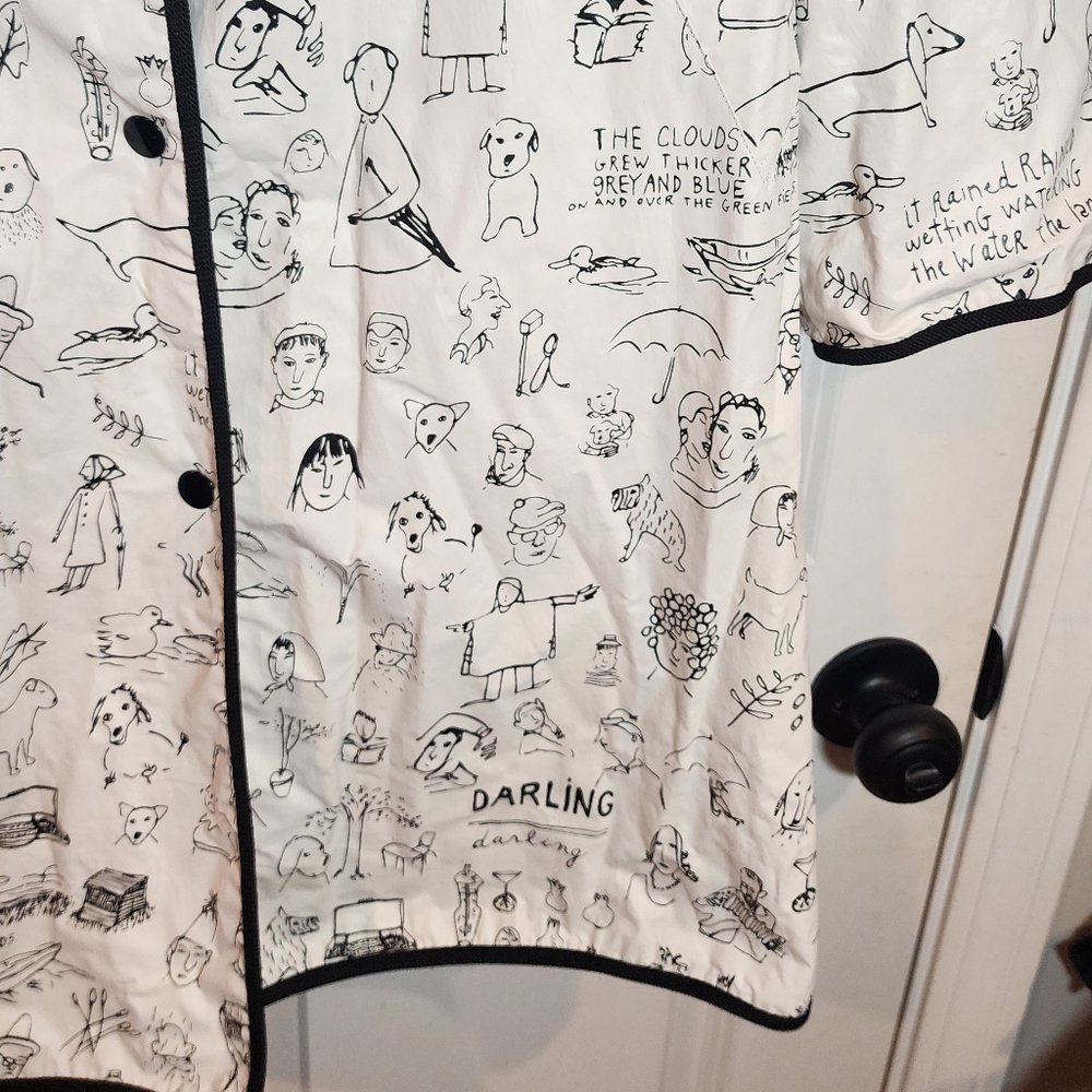 Kate Spade Maira Kalman Vintage Various Illluminations White Black Trench Rain - Picture 5 of 10